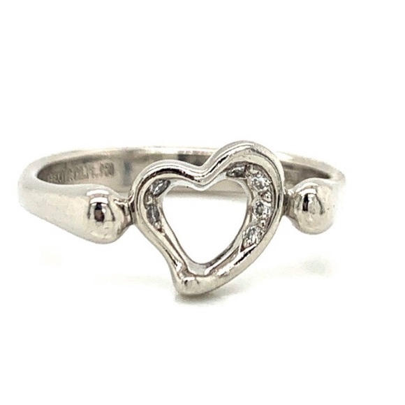 Tiffany & Co. Platinum & Diamond Elsa Peretti Open Heart Ring - Picture 2 of 3